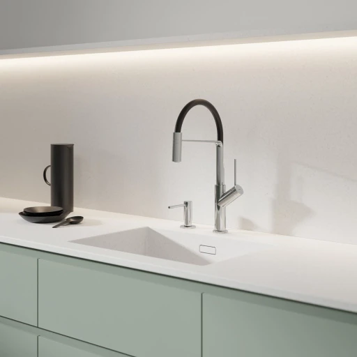 Vita Küchenarmatur mit ausziehbarem Auslauf Chrom poliert / Schwarz matt 