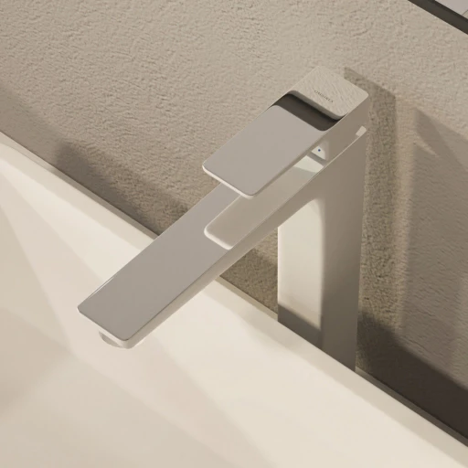 Parma Waschtischarmatur hoch Chrom / Weiß poliert (CRB)