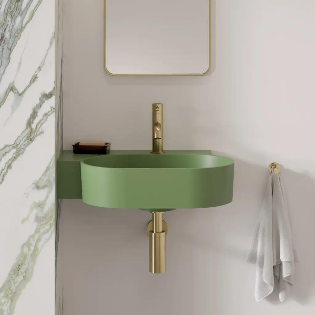 OVO M+ Aufsatz- und Wandwaschtisch - links,Olive matt (OL)55 x 36 cm OVO555UWLOL