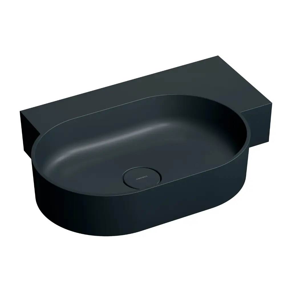 OVO M+ Aufsatz- und Wandwaschtisch - rechts,Black lava matt (BLV)64 x 44 cm OVO645UWPBLV