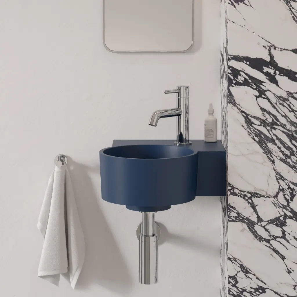 OVO M+ Aufsatz- und Wandwaschtisch - rechts,Midnight blue matt (MB)33 x 34 cm OVO335UWPMB