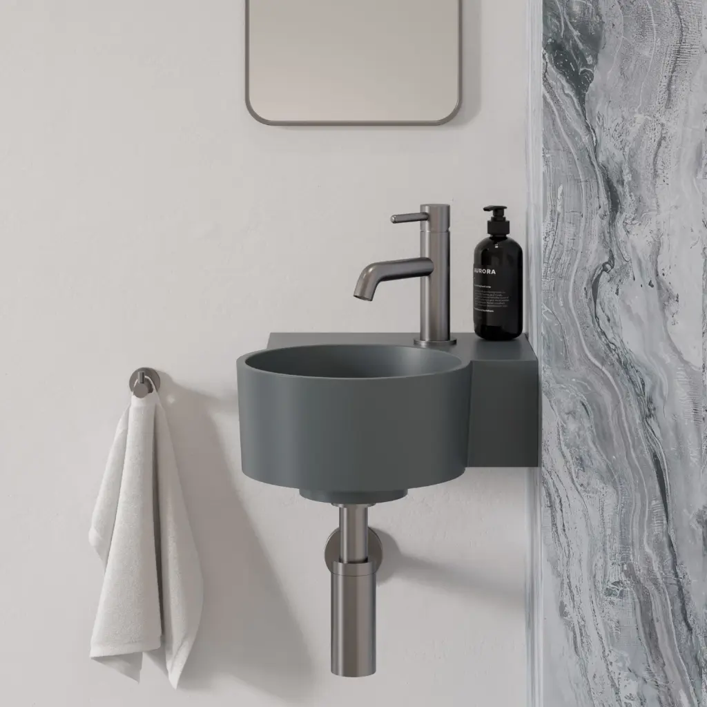 OVO M+ Aufsatz- und Wandwaschtisch - rechts,Ash grey matt (AG)33 x 34 cm OVO335UWPAG