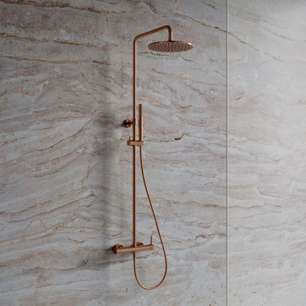 Y Aufputz-Duschsystem mit Thermostat Kupfer gebürstetet (CPB) Y1244MCPB