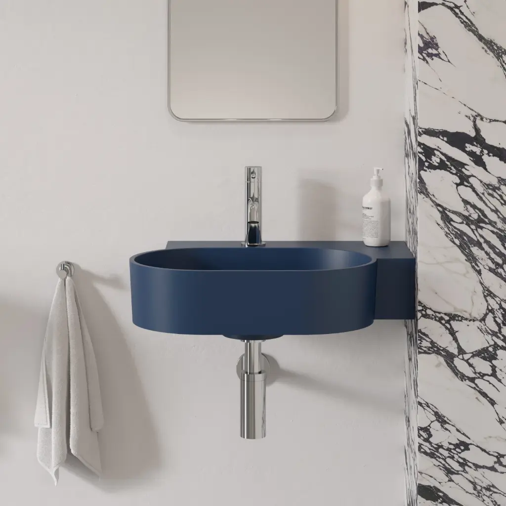 OVO M+ Aufsatz- und Wandwaschtisch - rechts,Midnight blue matt (MB)55 x 36 cm OVO555UWPMB