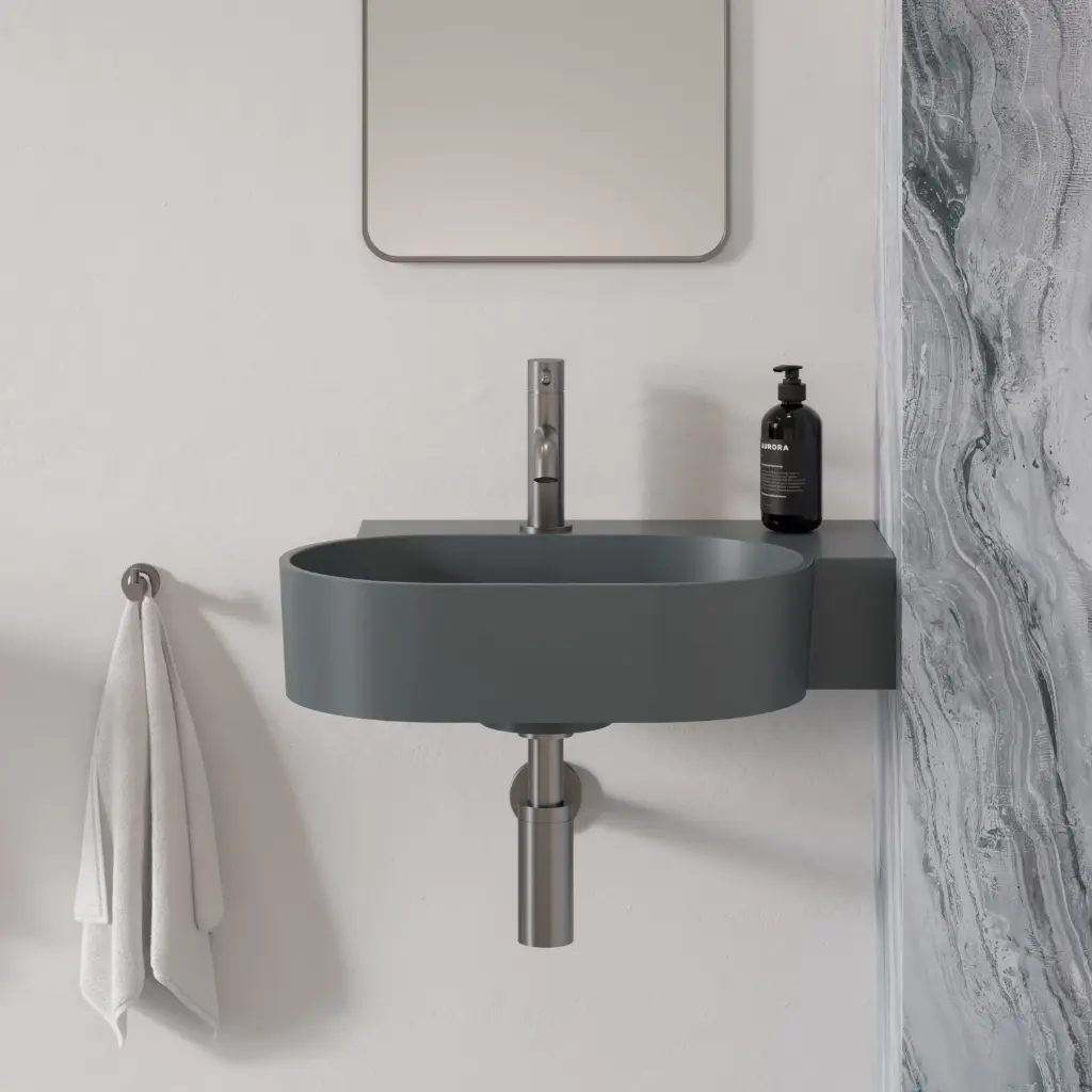 OVO M+ Aufsatz- und Wandwaschtisch - rechts,Ash grey matt (AG)55 x 36 cm OVO555UWPAG