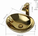 Design-Aufsatzwaschbecken mit Ablauf und Wasserhahn (Gold) aus Keramik – Oval 17 Zoll