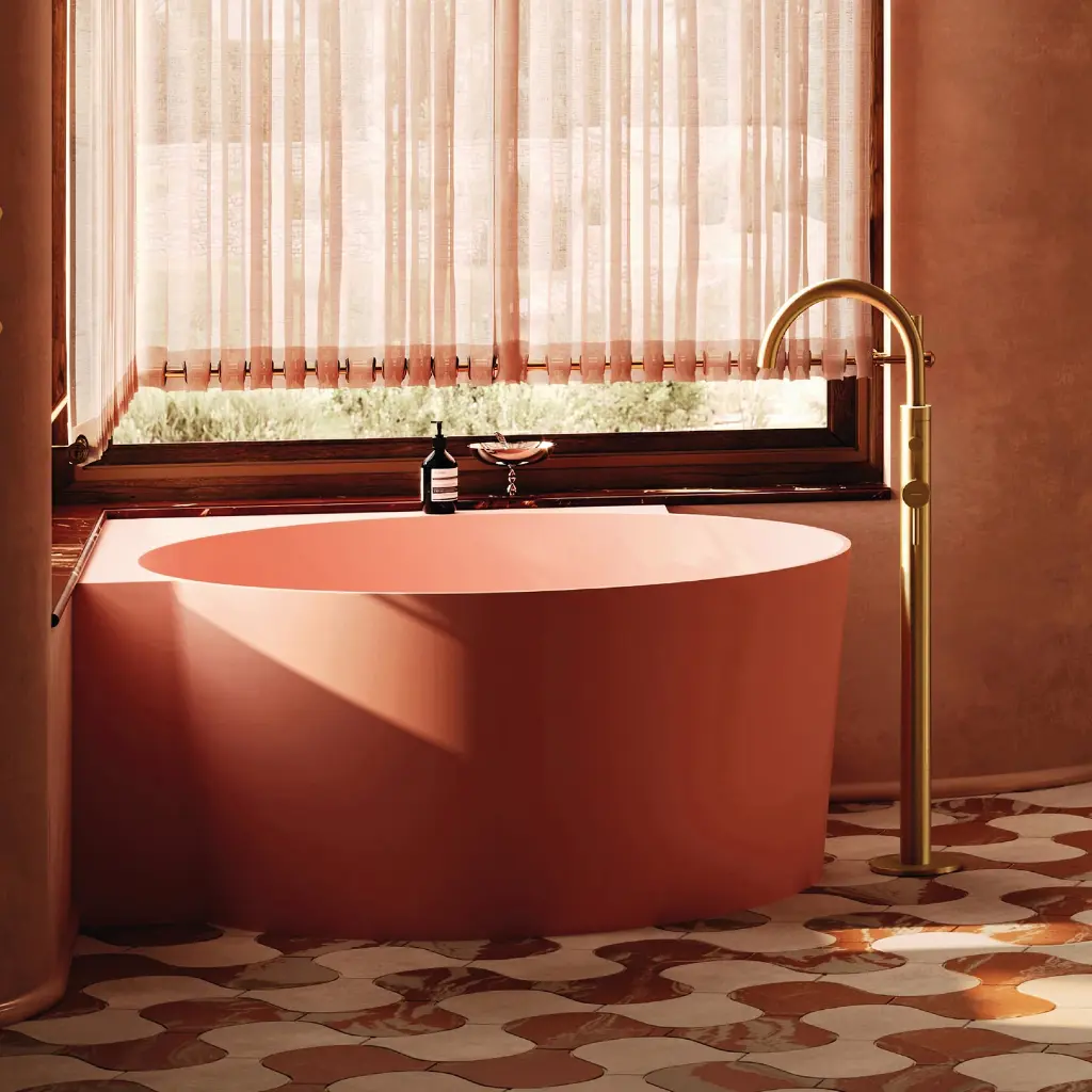 OVO M+  Runde Eckbadewanne, 120 x 120 cm Coral matt (CO) OVO120WNCO