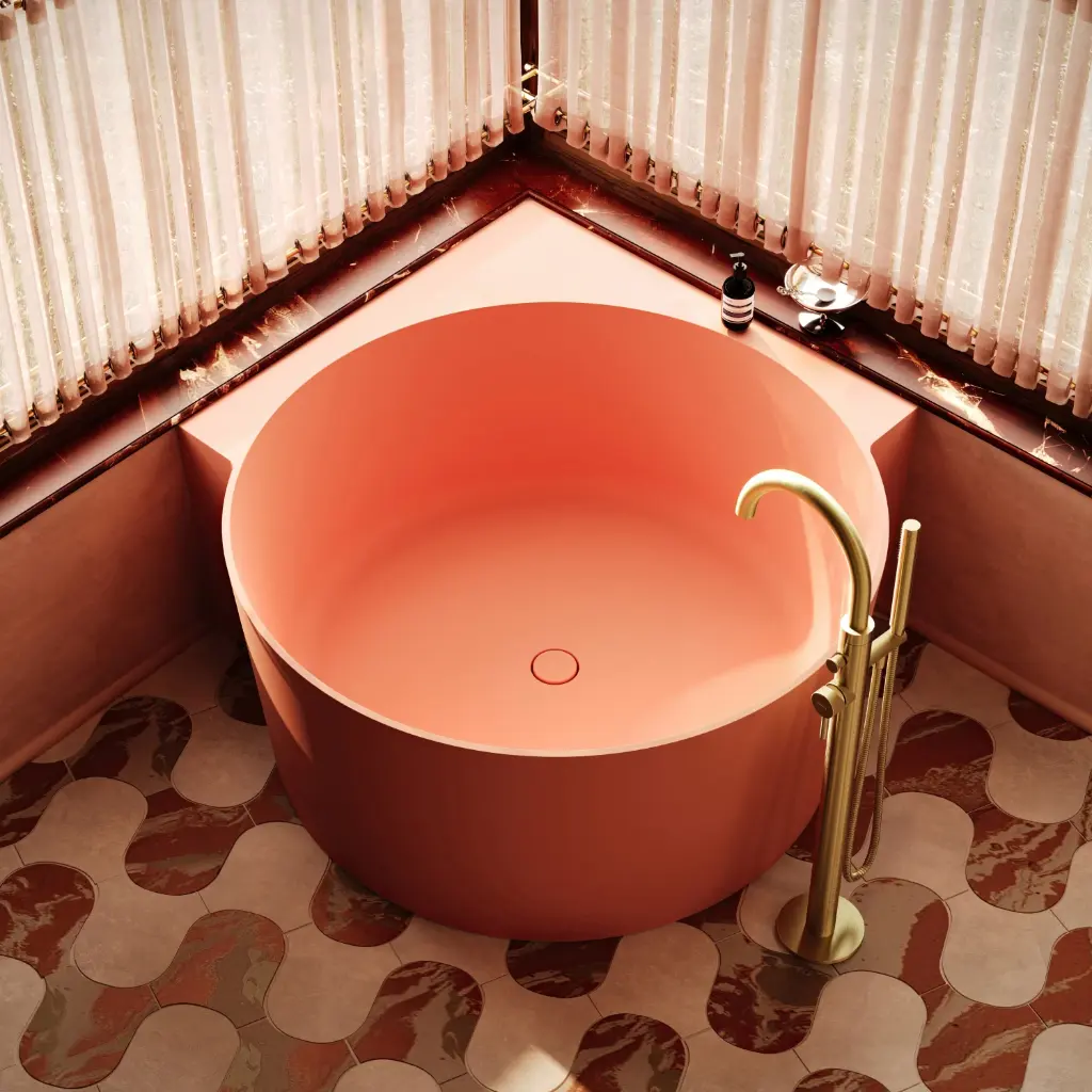 OVO M+  Runde Eckbadewanne, 120 x 120 cm Coral matt (CO) OVO120WNCO