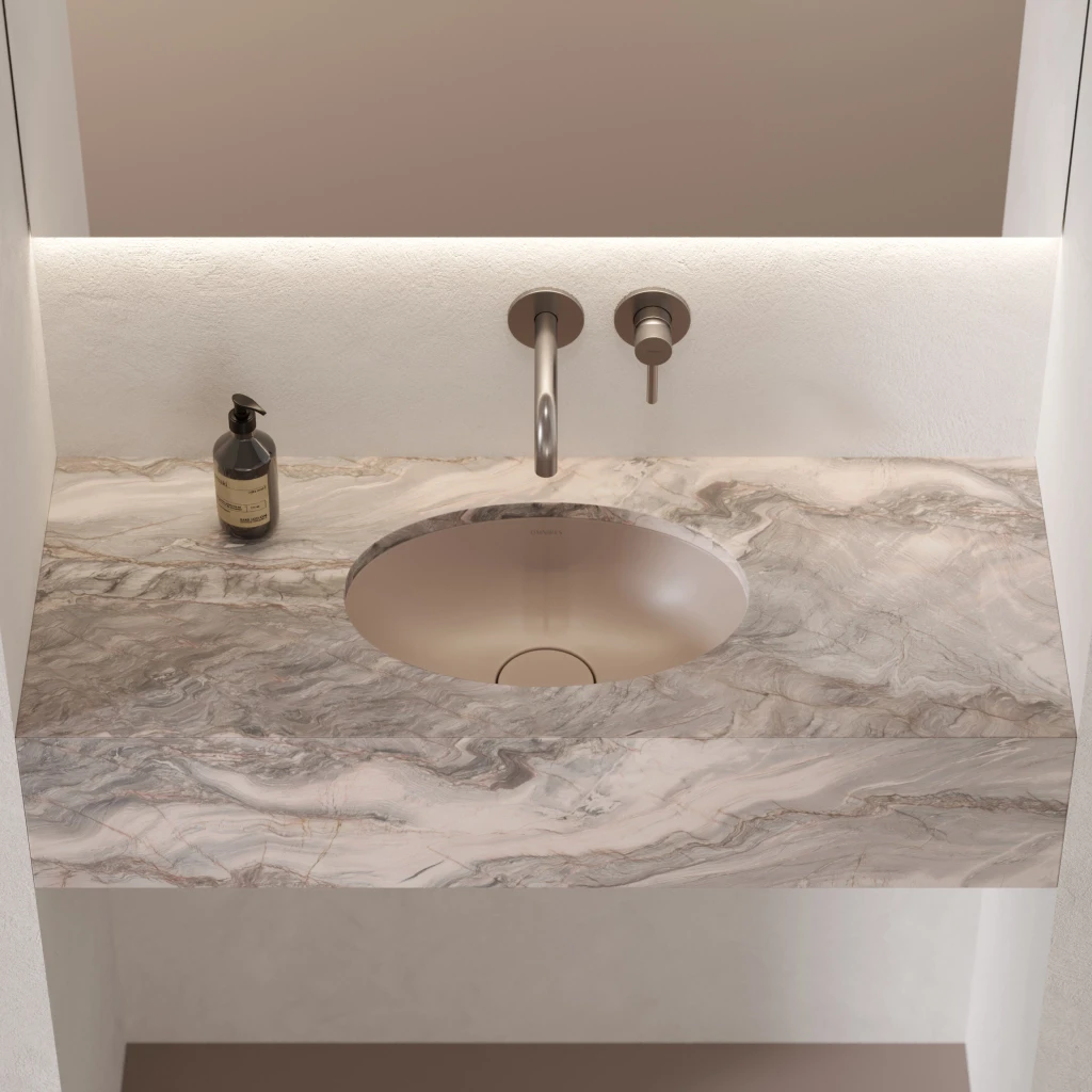 Shell M+  Unterbauwaschtisch,  38 x 25 cm dune beige matt (DB) SHELL380UPDB