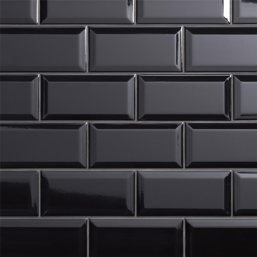 10x20cm BEVELLED Black Glossy 7mm