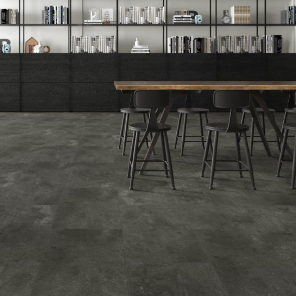 XXXL Design Vinyl Beton Dunkel (Fliesen Optik) KLICK 812x406x5,5mm ULTRAMATT