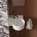 OVO M+ Aufsatz- und Wandwaschtisch - links,Weiß glänzend (BP)33 x 34 cm OVO335UWLBP