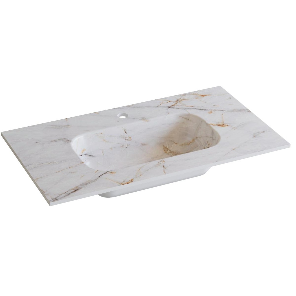 Integrierte Arbeitsplatte aus Feinsteinzeug von Lanicor. Breite 81 cm. Storm White ELR081.W 