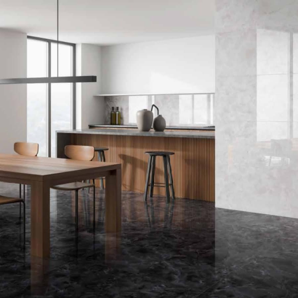 120x120cm Onyx Black  Hochglanz 9mm 