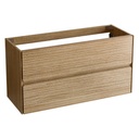 Unterschrank „RANDOM“ aus Marine-MDF, 120 x 45 x 54 cm. 2 hängende Schubladen, Farbe „Mud“ / Waschtisch mittig angeordnet RN120.M